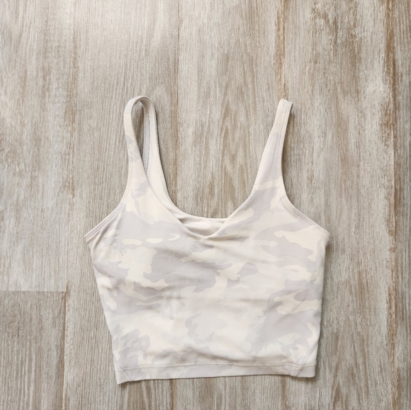Lululemon Align Crop Sports Top Bra Incognito Camo Alpine White Gray Sz 4 - Picture 1 of 7